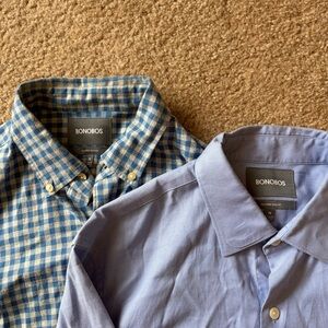Bonobos Men’s Tailored Fit Button Down Shirts Lot 2 Size M Blue Casual Dress